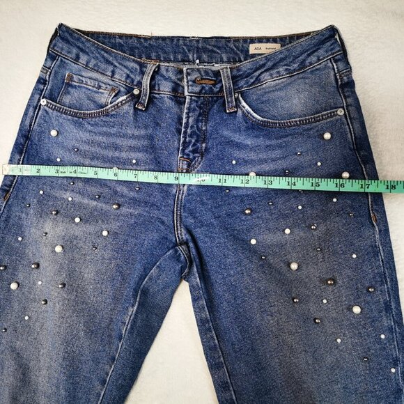Mavi Women’s Tess Denim Skinny Distressed Jean With Faux Pearl Accent SZ:27 - Picture 9 of 12